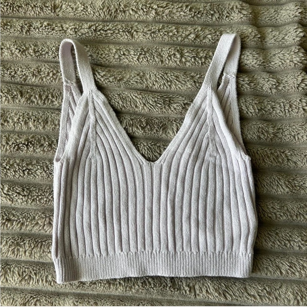 Aerie Light Purple Ribbed Crop Top